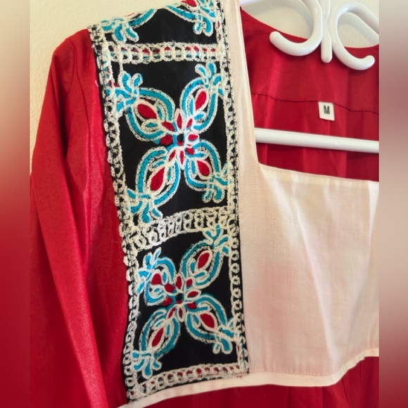 NEW| Red Embroidered Jalabiya/Dress - Picture 3 of 6